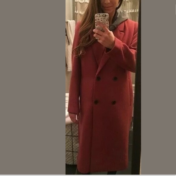 COPY - ZARA PINK MARL LONG WOOL COAT PINK MARL - Picture 2 of 15